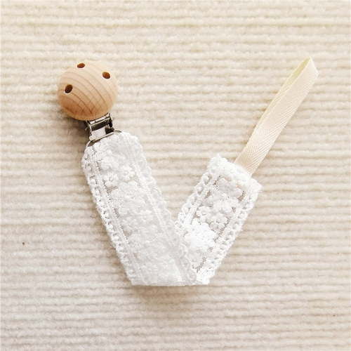 Embroidered Baby Embroidered Pacifier Chain Baby Teether Small Toys Anti-falling Chain Beech Wood Pacifier Clip Lanyard