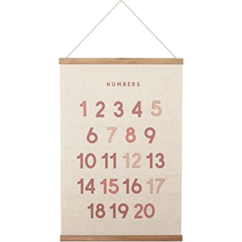 Amazon.com: Bon et Beau 16×24 Inch Embroidered Numbers Poster Framed with Wood Hanger - Dusty Pink Wall Decor for Girls Nursery, Bedroom, Playroom, Toddler and Kids Room : Baby
