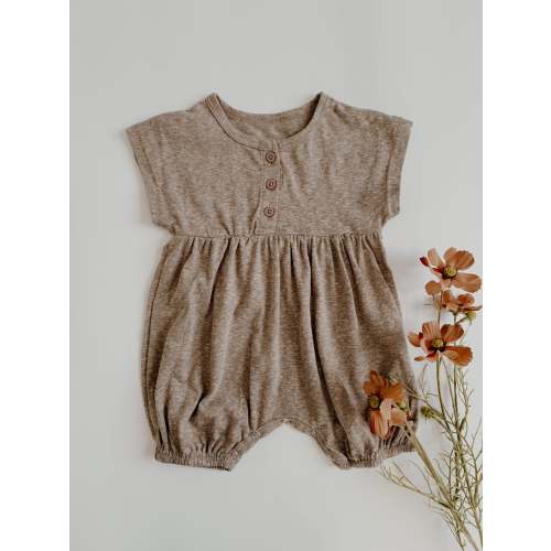 Amara Heathered Shorty Romper | Brown