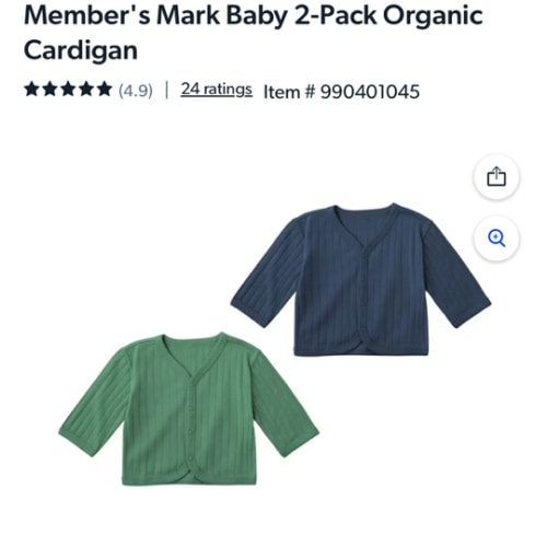 Member's Mark Baby 2-Pack Organic Cardigan - Samsclub.com