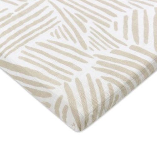 Babyletto All-Stages Bassinet Sheet in GOTS Certified Organic Muslin Cotton - Oat Stripe