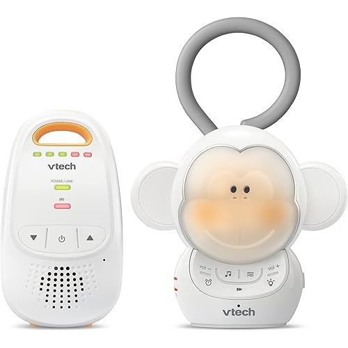 VTech DM1411 Audio Baby Monitor & Portable Soother Dual-Unit Rechargeable Battery, Long Range, Soft-Glow Night Light, Soothing Sounds & Lullabies, Digital Wireless Transmission, Sound Indicator