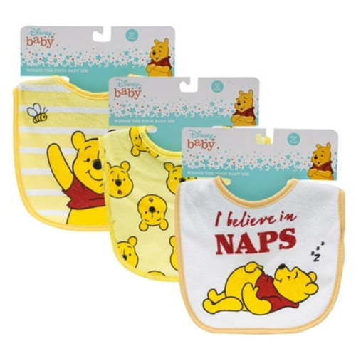Disney Winnie the Pooh Baby Feeding Bibs, Yellow, 3 Pack