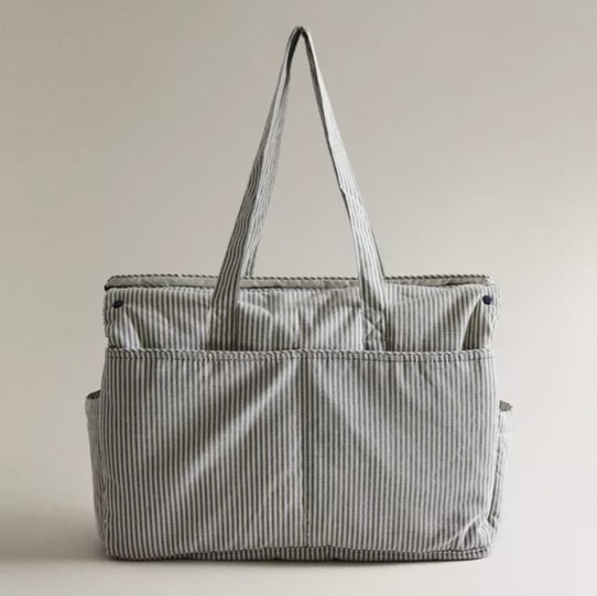 STRIPED COTTON DIAPER BAG