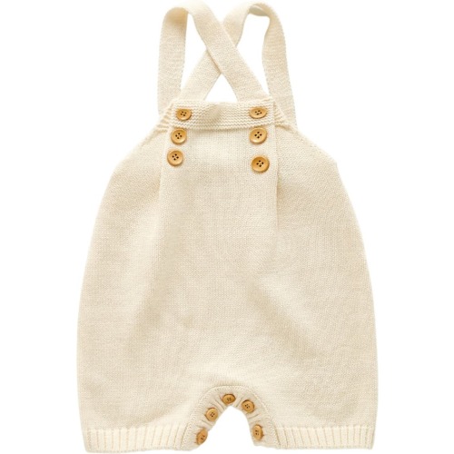 Ashmi & Co. Spencer Knit Cotton Romper, 3-6 M, Beige