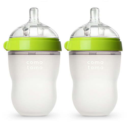 Comotomo Vented Infant Baby Bottle, Green, 8oz (2 Count)