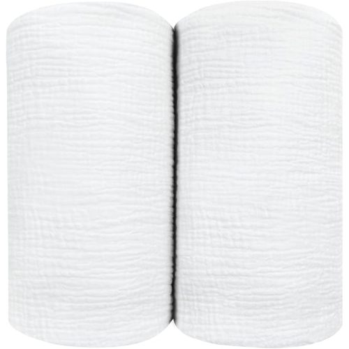 Muslin Swaddle Blankets for Baby, Large 47 x 47 Inches 2 Pack Set - Soft Breathable Cotton Wrap Burping Clothes Receiving Newborn Swaddle Blanket for Girl and Boy Nursery, White