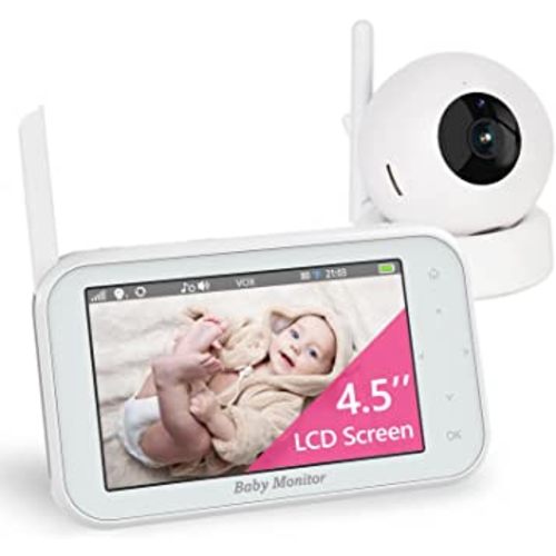 Baby Monitor with Camera and Audio, 4.5 Inch Video Baby Monitor with Remote Control Pan&Tilt &Zoom Camera, Two-Way Talk, Night Vision, VOX Mode, Temperature Monitor, Lullabies, 960ft Long Range