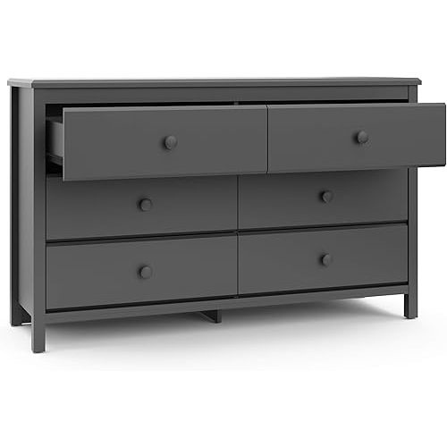 Storkcraft Alpine 6 Drawer Double Dresser (Gray) – GREENGUARD Gold Certified Nursery Essential, Kids Storage Chest, Bedroom Organizer, Modern Dresser, Easy to Match