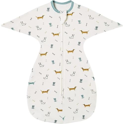 insular Baby Transitional Swaddle with 2-Way Zipper Newborn Sleep Sack Arms Up Infant Sleeping Bag Wearable Blanket, Dachshund Dog, 0-3 Month