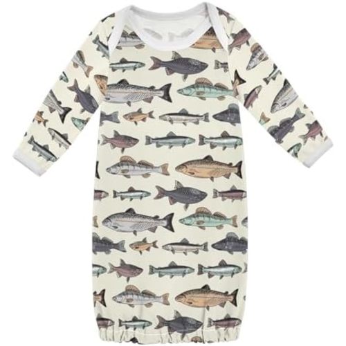 Baby Girls Boys Sleeper Gown Popcorn Buckets Long Sleeve Nightgown for Newborn 0-12 Months