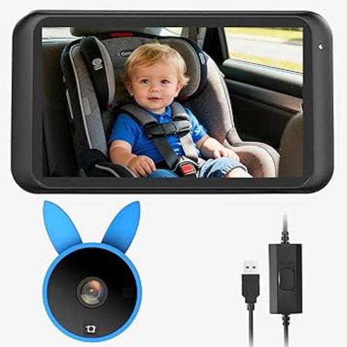 Babyvue BV2 USB Car Camera for Baby : 4.5" Car Seat Camera with 1080P Crystal Clear Mirror View, Easy Installation Carseat Rear Facing Moitor for Pet & Kids, HD IR Night Vision Backseat Monitor