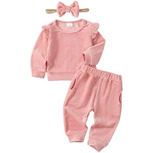 Mioglrie Toddler Baby Girl Clothes Fall Winter Sweatsuit Newborn Sweatshirt Sweat Pant Sets Outfits Infant Girls Clothing