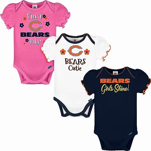Gerber Baby Girls' NFL Team 3 Pack Short Sleeve Onesie Bodysuit