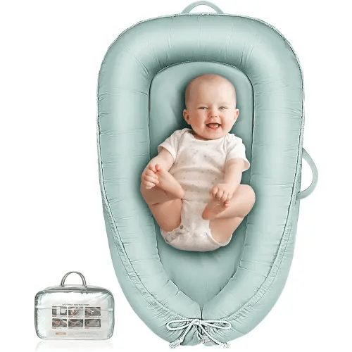 Baby Lounger - Infant Lounger for Newborn 0-24 Months, Pure Cotton Breathable Baby Nest Lounger Cover, Newborn Essentials for Baby Boys & Girls, Co Sleeper Portable Baby Bed for Home and Travel