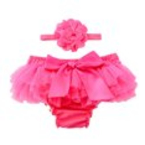 Penkiiy Baby Girls Cotton Gauze Ruffle Bloomer Shorts with Bowknot Headband Hot Pink