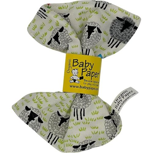 Baby Paper Original Crinkle Teether & Sensory Toy for Babies & Infants | Organic Sheep Pattern | Non-Toxic, Washable | Great for Baby Showers