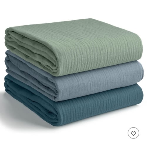 Comfy Cubs Muslin Swaddle Blankets Pack of 3 - 42" x 42" 100% Cotton Baby Blanket Set, Large Wraps for Newborns - Neptune, Pacific Blue, Fern