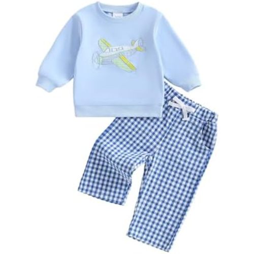 Toddler Baby Boy Clothes Infant Fall Winter Outfits Truck Embroidery Long Sleeve Crewneck Sweatshirts Pants 0-3T