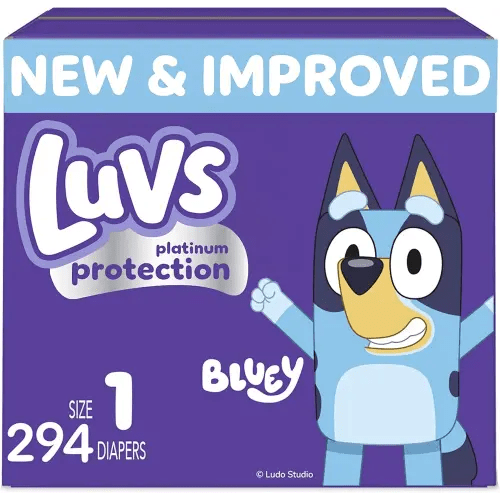 Luvs Platinum Protection Bluey Baby Diapers, Size 1, 294 Count
