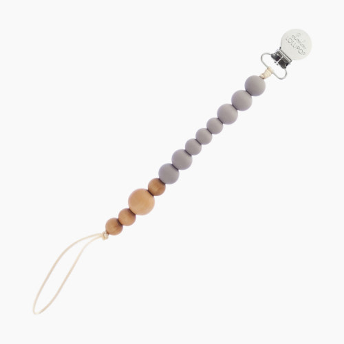 Loulou Lollipop Colorblock Wood & Silicone Pacifier Clip - Cool Grey