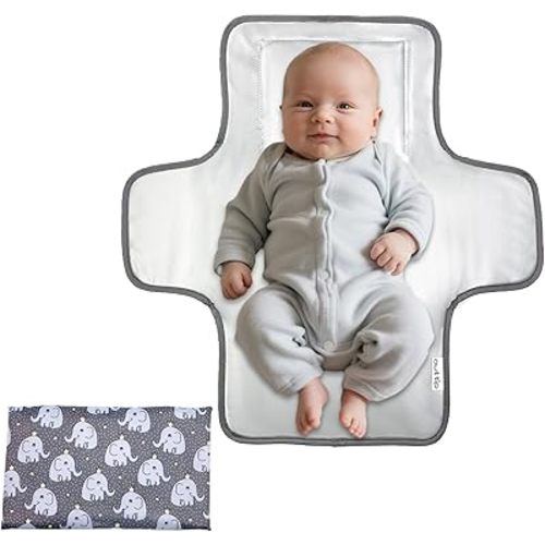 Portable Diaper Changing Mat,Waterproof Foldable Travel Changing Pad,On-The-Go Wipeable Reusable Changing Pad,Waterproof & Compact,Ideal for Diaper Bags,Travel,Car Backseat Changes,Strollers(Elephant)