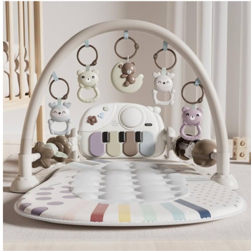 Stactcute Baby Play Mat Baby Toys,Baby Gym Tummy Time Play Piano Activity Mat with 5 Infant Sensory Toys,Music & Light Infant Newborn Gifts for Babies Toddlers 0-3 6-9 11 12 Months.