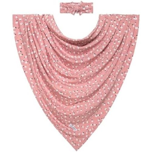 Posh Peanut Baby Swaddle Blanket & Headband - Matching Newborn Girl Swaddle Set, Use As a Receiving Blanket or Nursing Cover