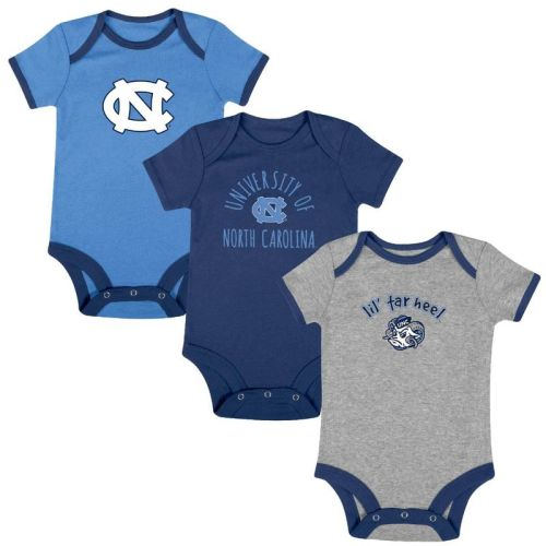 NCAA North Carolina Tar Heels Infant Boys' Short Sleeve 3pk Bodysuit Set, Size: 6-9M