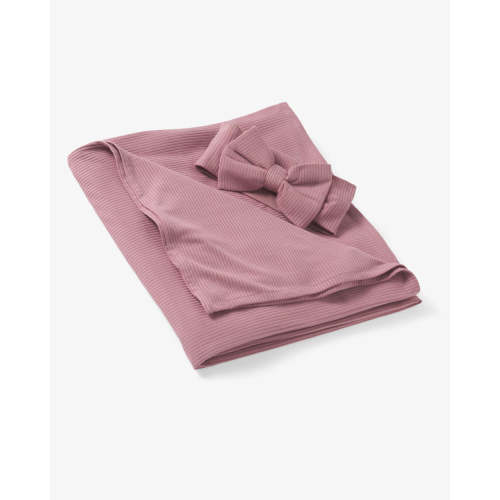 Rosewood Ribbed Swaddle & Luxe Bow Headband Set – Little Sleepies