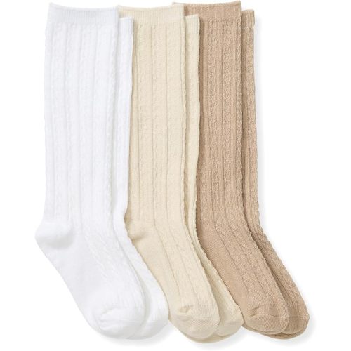 Burt's Bees Baby Baby Girls' Set of 3 Cable Knit Knee-high Organic Cotton Stockings Socks