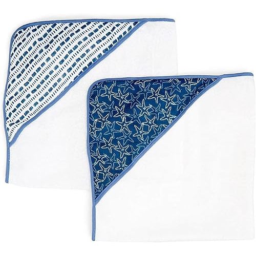 Spasilk Baby 2 Pack Soft Terry Towel with Muslin Printed Hood