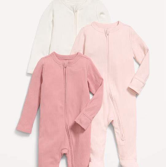 Ribbed 2-Way-Zip Sleep & Play Footed One-Piece 3-Pack for Baby | Old Navy