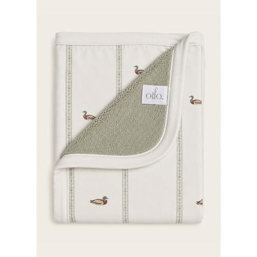 Oilo Baby Blanket, Luxury Soft Plush Chenille Backing & Organic Cotton Jersey Print, Double Layered, 30" x 40", Rolled Jersey Edge Trim, Machine Washable, Perfect for Infant or Toddlers, Mallard