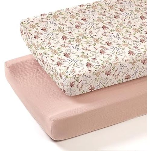 lulumoon Muslin Changing Pad Covers: Baby Cotton Changing Table Covers - Soft Changing Pad Sheets for Boys Girls