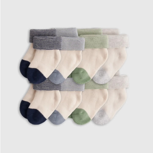 Organic Fold Over Socks 8-Pack - Baby Boy