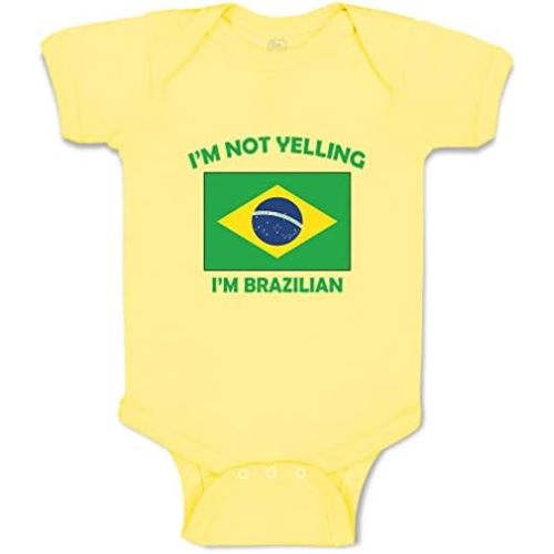 Custom Boy & Girl Baby Bodysuit I'm Not Yelling I Am Brazilian Brazil Clothes