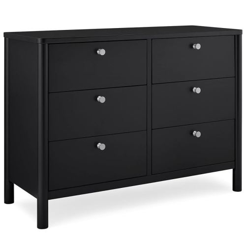 Delta Children Brooks 6 Drawer Dresser with Interlocking Drawers (Includes 3 Sets of Knobs – Choose from Natural, Brushed Nickel & Melted Bronze), Midnight Grey