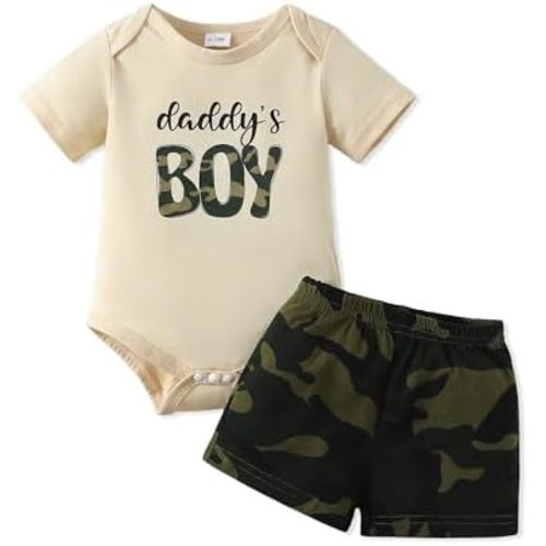 NZRVAWS Newborn Baby Boy Clothes Letter Printed Romper Shorts Summer Infant Outfits Camo Clothing Set 0 3 6 9 12 Months