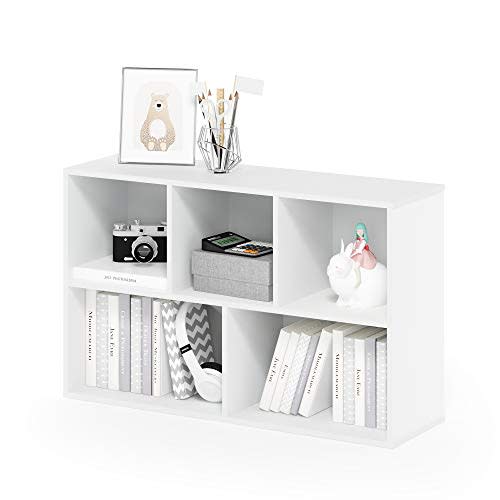 Furinno LUDER Book Shelf, 5-Cube Bookshelf, Reversible Bookcase, 9.4 x 19.5 x 31.5, for Living Room, Bedroom, Home Office, White