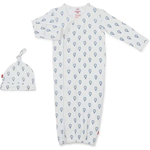 Magnetic Me by Magnificent Baby 100% Organic Cotton Sack Gown & Hat Set, Newborn to 3 Months