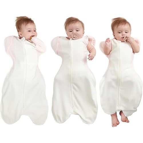 KIDIRA Transitional Swaddle, 2.5 TOG Baby Swaddle 3-6 Months 12-18lb,Winter Warm Swaddle, Arms in/Out Swaddle Sack with 2-Way Zipper,Improve Sleep Snug Fit Help Calm Startle Reflex,1 Pack, Pink