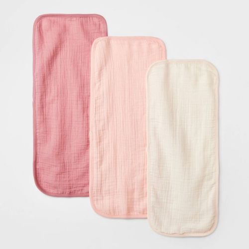 Baby 3pk Muslin Burp Cloth - Cloud Island™ Pink