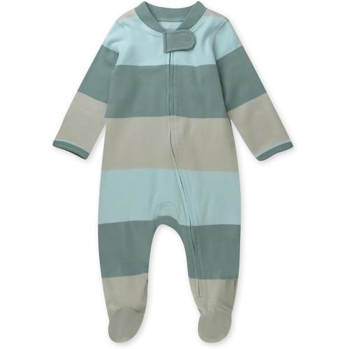 HonestBaby Sleep & Play Footed One-Piece Pajama Sleeper 100% Organic Cotton, Baby Boys