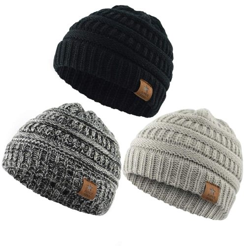 Durio Unisex Baby Beanie - Soft & Warm Knit Infant Winter Hat, Stretchy Cap Fit for Newborn to Toddler Girls Boys 6-36 Months