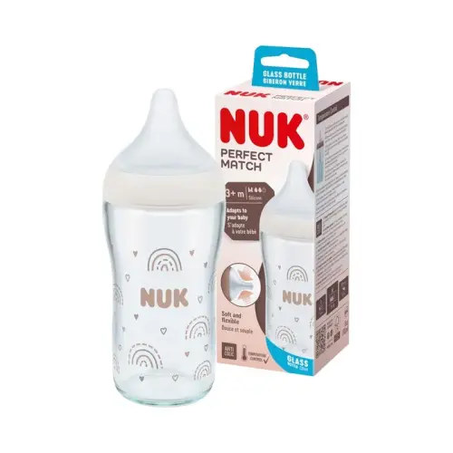 Nuk Perfect Match Glass Bottle 260Ml White | Baby Bunting AU