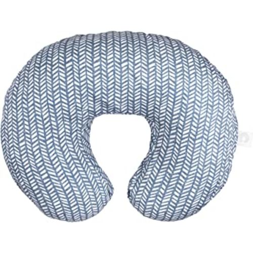 Boppy Nursing Pillow Original Support, Blue Herringbone, Ergonomic Nursing Essentials for Bottle and Breastfeeding, Firm Fiber Fill, with Removable Nursing Pillow Cover, Machine Washable