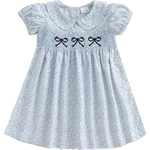 Girls 4th of July Outfit Toddler Girl Bow Doll Collar Princess Dress Kids Fourth of July Dresses Patriotic Clothes