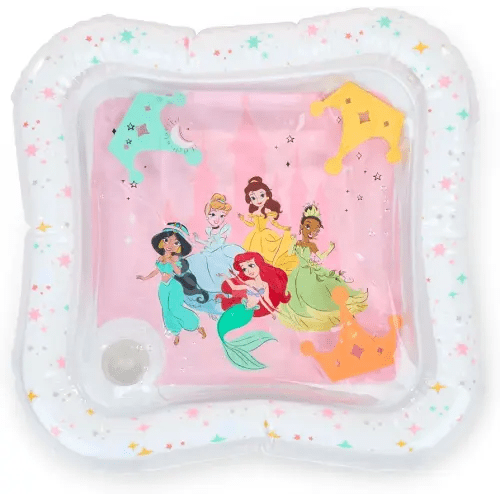 Bright Starts Disney Princess Royal Splash Water Mat with Ariel, Belle, Cinderella & More, Floating Toys, Pink, Newborn Baby Play Mat