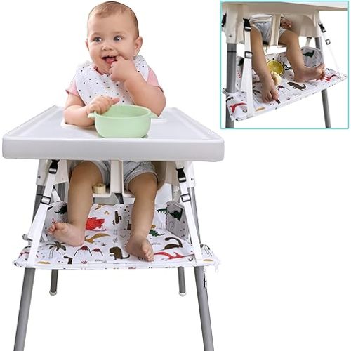 High Chair Footrest for IKEA Antilop, Height Adjustable IKEA High Chair Accessories, Polyester Cushion Highchair Foot Rest with PP Board, Suitable Footstool with Rounded Corners
